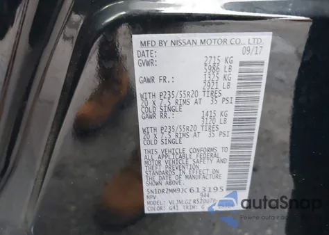 2018 Nissan Pathfinder Sl z USA, uszkodzony, nr VIN 5N1DR2MM9JC613195